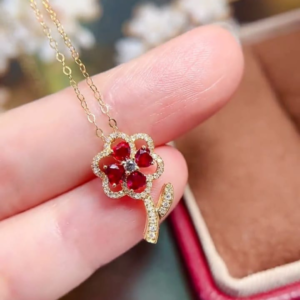 Colar Royal Bloom Rubis Naturais & Diamantes em Ouro 18 Kilates